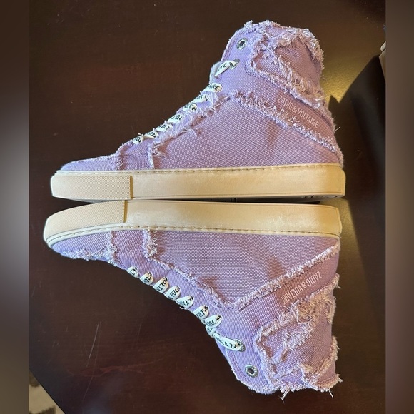 NIB Zadig & Voltaire High Flash Canvas 39 Boomerang Lavender Vintage-effect 8 - Picture 7 of 12